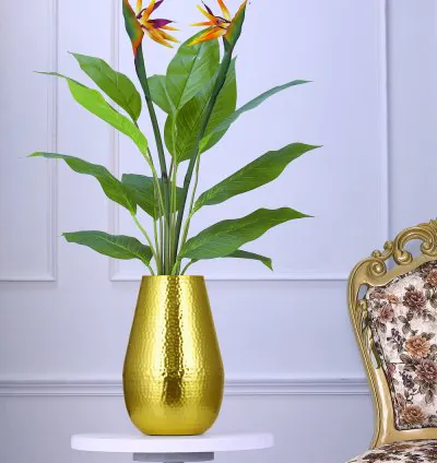 Blossom Haven Metal Vase Planter for Home - Gold Finish | Durable Iron Made Stylish Botanical Display Pot | Modern Living ROM, Drawing Room and Office Décor