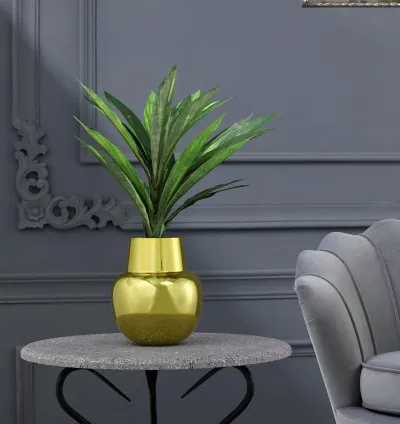 Iron Metal Lily Luxe Vase - Golden Finish | Aesthetic & Modern Planter Pot for Botanicals & Flowers | Pot for Home, Office, Living Room and Drawing Room Décor