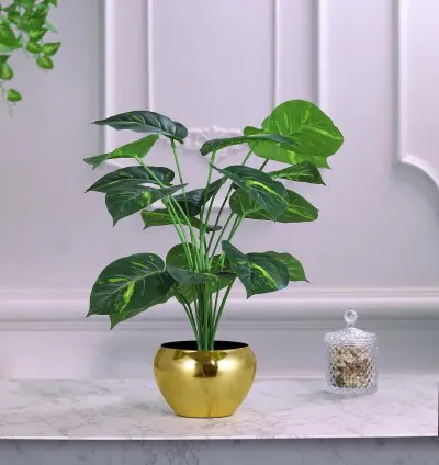 Cozy Corner Garden Planter Pot - Golden Finish  Aesthetic & Modern Style Planter Pot for Botanicals & Flowers  Durable & Sleek Pot for Home, Office, Living Room and Drawing Room Décor