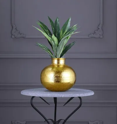 Delights Metal Planter Pot - Golden Finish  Aesthetic & Modern Style Planter Pot for Botanicals & Flowers  Durable & Sleek Pot for Home, Office, Living Room and Drawing Room Décor