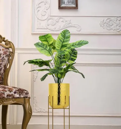 Eden Garden Planter Pot with Stand - Gold  Modern Style Plant & Flower Pot Stand for Home, Office, Living Room and Balcony Decor  with Sturdy Iron Metal Construction