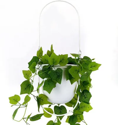 Hamfer Hanging Planter Cachepot - White | Durable and Reliable Iron Metal Construction | Aesthetic & Modern Plant Decor for Home, Office and Living Room